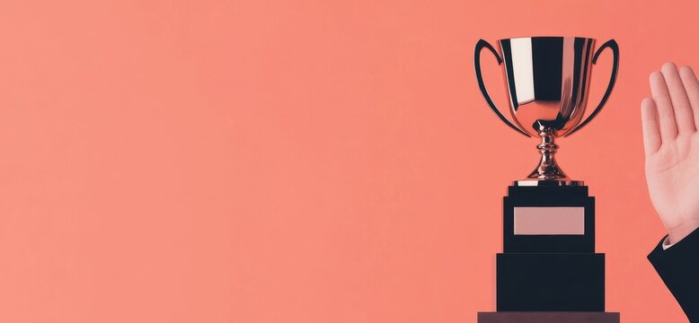 Celebrating achievementaward ceremony indoor setting trophy presentation vibrant background close-up view recognition moment