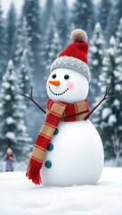 Obraz premium Snowman Dressed for a Winter Chill