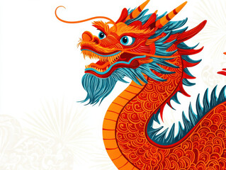 Naklejka premium Vibrant dragon illustration with intricate details and dynamic posture, showcasing its fierce expression and colorful scales