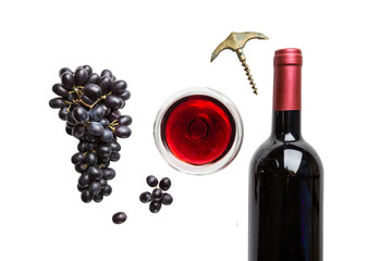 Red wine and ripe grapes