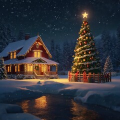 Fototapeta premium Christmas tree and gifts