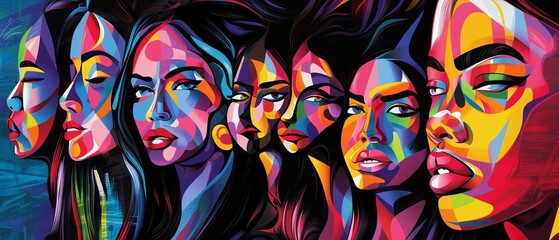 Vivid Abstract Portraits Featuring Semi-Realistic Figures, Bold Colors, Stained-Glass Aesthetic, and Vibrant Modern Art Style