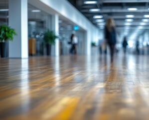 Obraz premium Busy office corridor filled with professionals collaborating and exchanging ideas