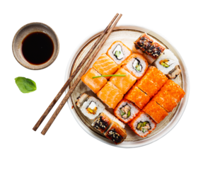 Set of sushi and maki