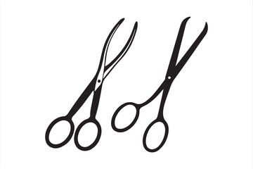scissors, medical forceps silhouette vector art illustration