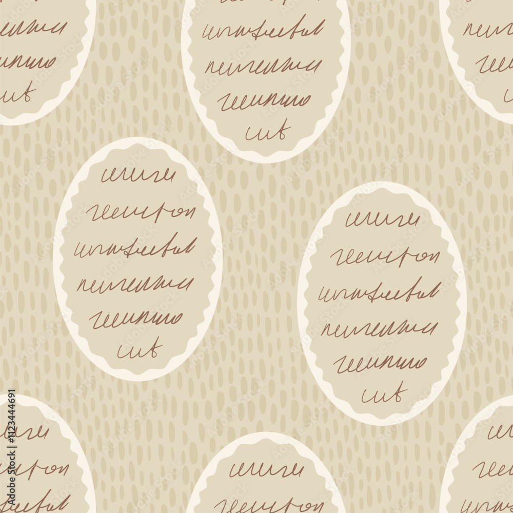 Poster scribble handwritten text seamless pattern. unreadable letter endless background. illegible note rep
