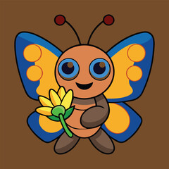 Kawaii girl bee and butterfly vector