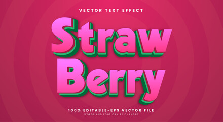 Fototapeta premium Strawberry 3d editable text effect template suitable for Fresh food theme