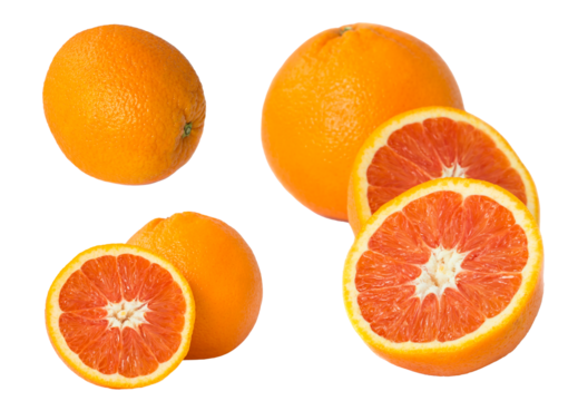 Set of Red orange fruit isolated on white