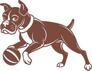 Dog playing with a ball. black silhouette. vector