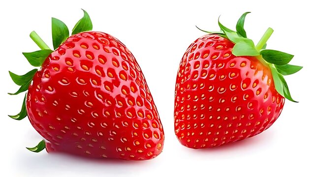 silce strawberry 3d render icon isolated on white background cutout