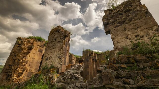 day time gorgeous old town walls up view timelapse 4k armenia