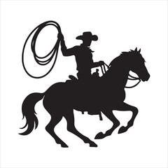 Naklejka premium cowboy silhouette on white background 