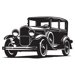 Classic old vintage car automobile silhouette artwork design, ai generated