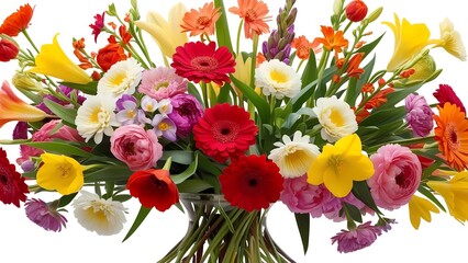 Vibrant Spring Bouquet in White Background
