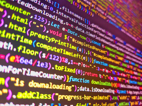 Code text written and created entirely by myself. Background image. Abstract background of digital binary code of software. Code background. Programming concept. Abstract computer script code.