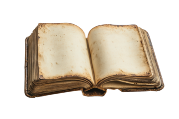 An open vintage book with worn pages, showcasing a nostalgic feel and age, perfect for historical themes or literary projects.