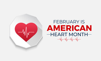 American Heart Month  is observed every year in february Medical healthcare concept. Health, holiday , Design for cards, prints, social media, poster, flyer and background design template.