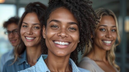 Fototapeta premium Image of inclusion, diversity and entrepreneurs in the office, working as a team, supported and happy. Smile, collaborate and be inclusive with your team of employees through mission.
