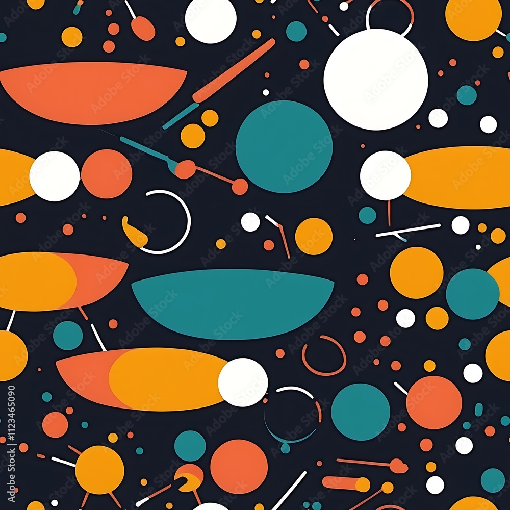 Aufkleber abstract geometric pattern: a vibrant and playful seamless pattern featuring a mix of geometric shap
