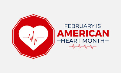 American Heart Month is observed every year in february Medical healthcare concept. Health, holiday , Design for cards, prints, social media, poster, flyer and background design template.
