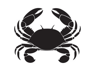 Crab on the beach silhouette vector art black color design and solid white background 