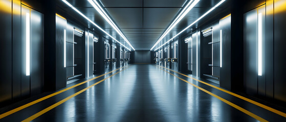 Obraz premium Modern factory interior with high-tech machinery and bright lighting