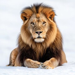 Fototapeta premium Majestic lion portrait on white background