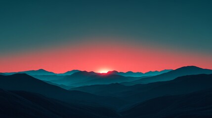 Obraz premium Majestic Mountain Sunset, vibrant skies blend into deep blues, capturing the essence of adventure and the beauty of nature, perfect for travel inspiration and exploration.