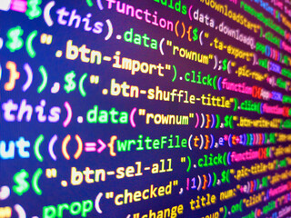 Javascript code. Special characters. Coding programming source code screen. Seamless  pattern. The...