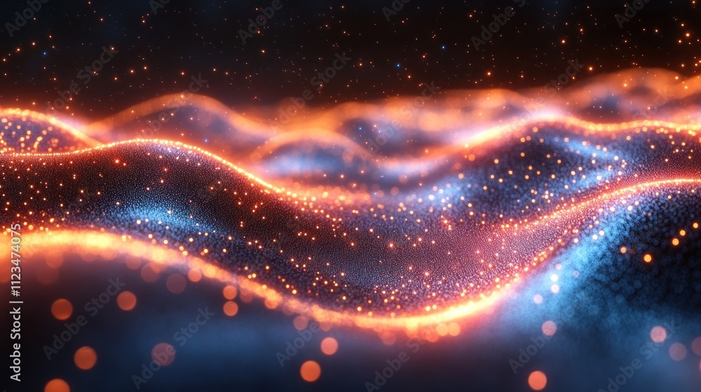 Poster abstract waves of light and particles in motion