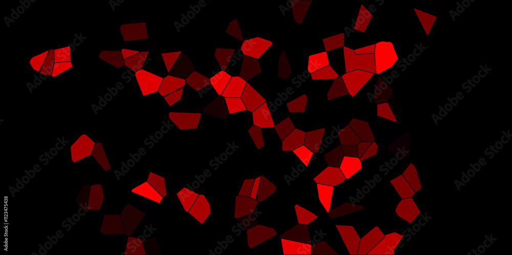Poster dark red and black broken stained glass background with black lines. voronoi diagram background. sea