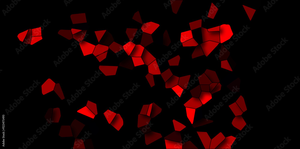 Poster dark red and black broken stained glass background with black lines. voronoi diagram background. sea