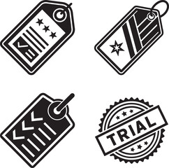 Simple black and white tag icons 