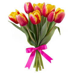 Fototapeta premium Vibrant Bouquet of Tulips: A Springtime Delight. Transparent Background.