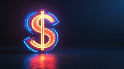 Glowing Neon Dollar Sign Abstract Art Design