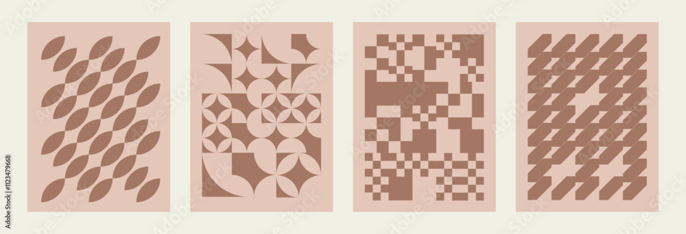 Poster mocha mousse color background 2025 year. isolated posters in geometric style. abstract shapes backgr