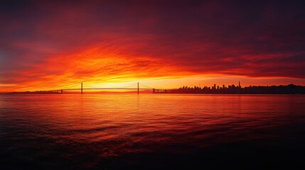 Obraz premium Stunning sunset over golden gate bridge