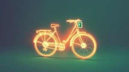 Glowing Wireframe Bicycle With Digital Lock