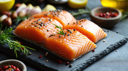 Omega from fish, salmon rich diet oil, healthy fats in prescription supplement, antioxidant health benefits from omega nutrition, vitamin packed food.