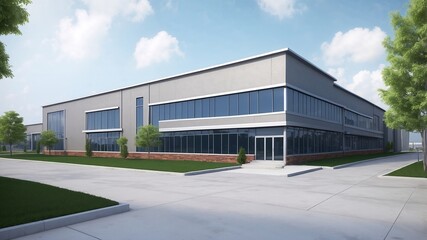 modern Industrial Park rendering, sketch building