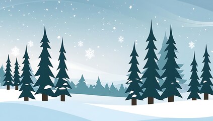Fototapeta premium A Winter Wonderland Scene With Snowy Pine Trees