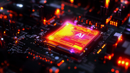 Obraz premium Glowing processor shielded by AI-driven cybersecurity