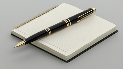 Elegant Fountain Pen Rests on Open Spiral Notebook