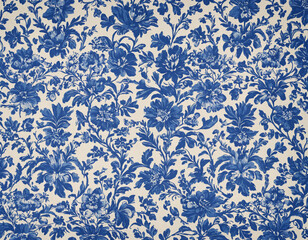 A Blue And White Floral Pattern on a White Background