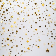Whimsical gold stars on white background