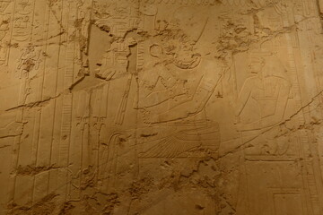 Fototapeta premium Ramose tomb, Tombs of the Nobles, Luxor, Egypt, Africa. Untouched or damaged wall friezes of an ancient Eyptian Governors tomb.