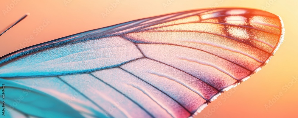 Poster close-up view of colorful butterfly wing with intricate patterns and vibrant hues capturing nature b