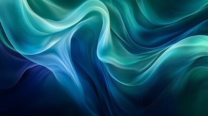 Fototapeta premium Abstract Fluid Patterns in Shades of Blue and Green, Capturing the Essence of Movement and Flow in a Dreamlike Environment
