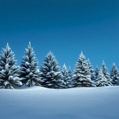 Obraz premium A snowy landscape with a forest with trees covered in snow Christmas background